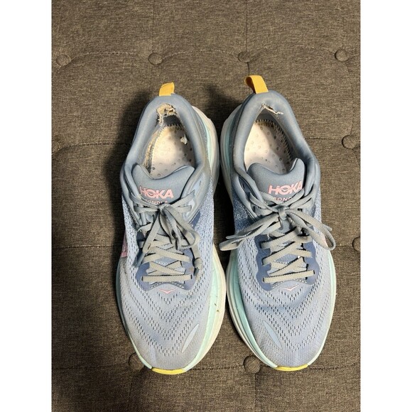 Hoka One One Bondi 8 Running Shoes Mens Size 11 Blue Pink Yellow 1123202 - Picture 5 of 8